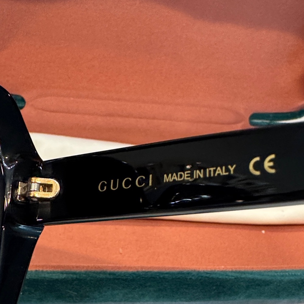 Authentic Gucci Black Sunglasses with Gold Accents - Picture 11 of 14
